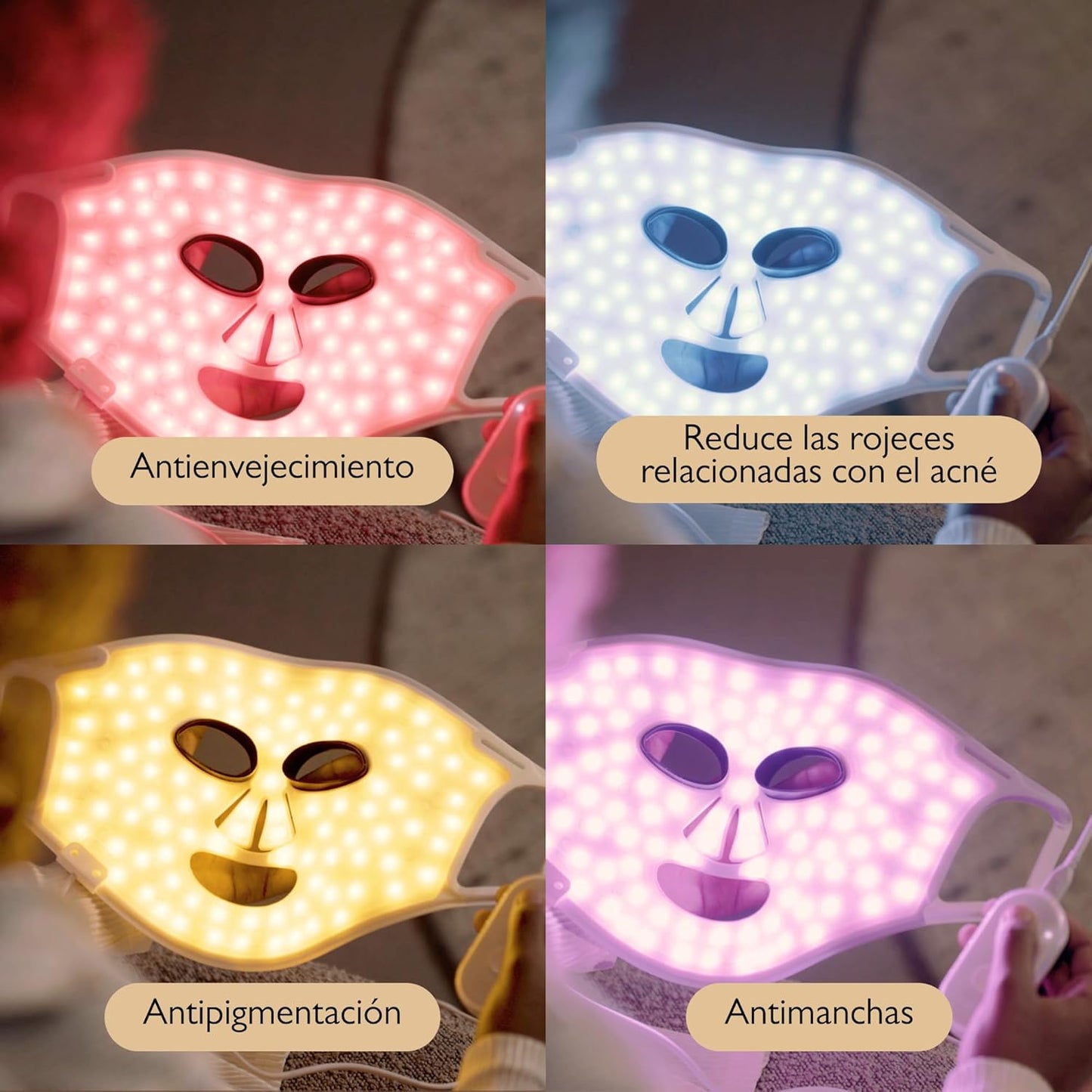Silk'N Máscara LED Facial I Face LED Mask I Mascarilla Para Rejuvenecer La Piel Y Reducir Manchas I Luz Roja, Azul, Amarilla Y Violeta I Blanca